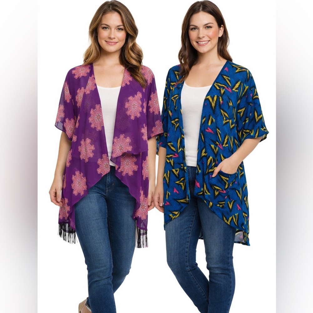 LulaRoe Bundle Lot of Two Kimono Cardigans Simply Comfortable & Monroe Size S